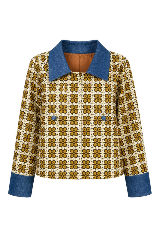 RG Symbol Mix Ankara Denim Jacket Women
