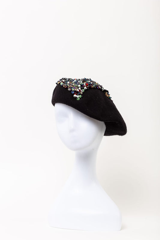 Black Classy Beaded Cap
