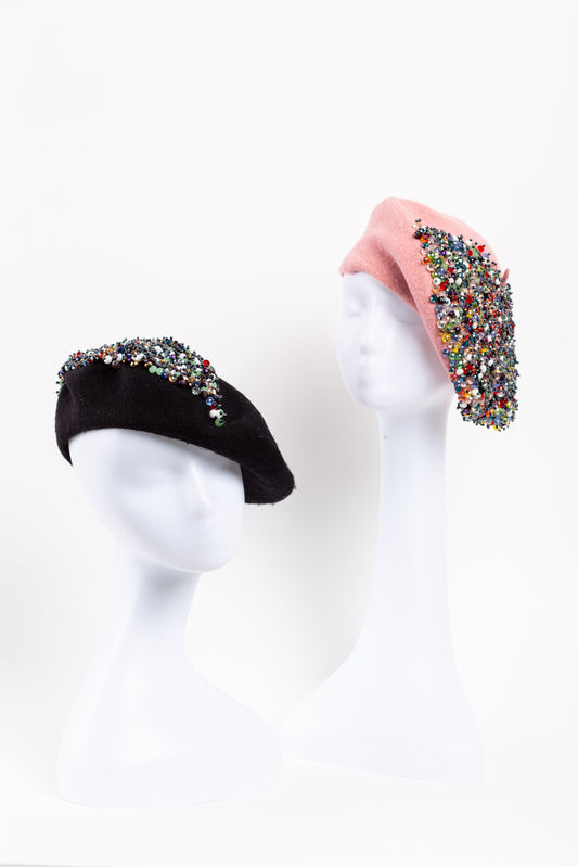 Black Classy Beaded Cap
