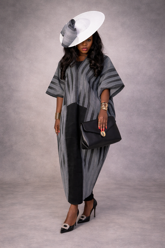 RG Asiko Asooke Dress and Hat – Grey Women’s