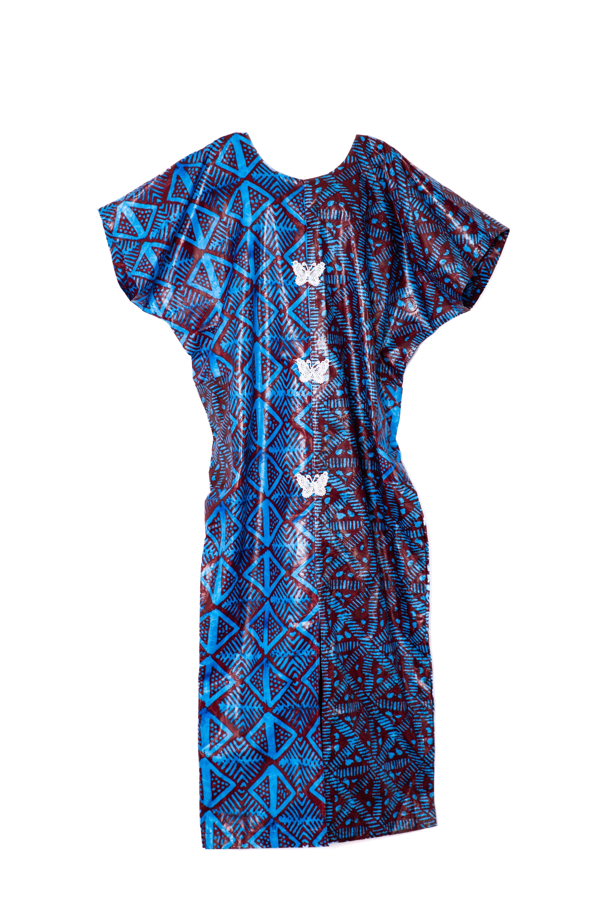 Tie & Dye African Kaftan with Side Pockets and Round Neck