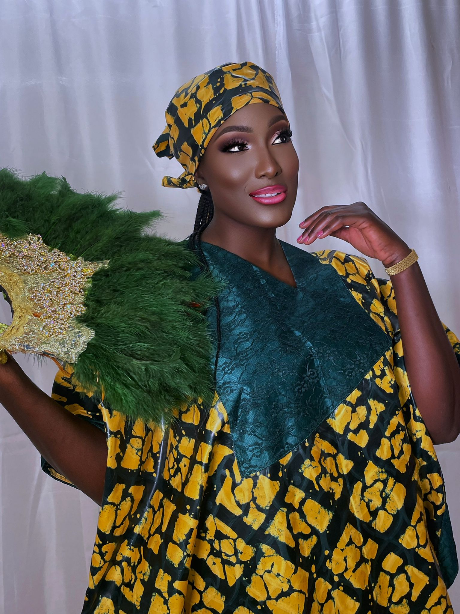 African Kaftan chateau Lace Asymmetric Neckline Dress