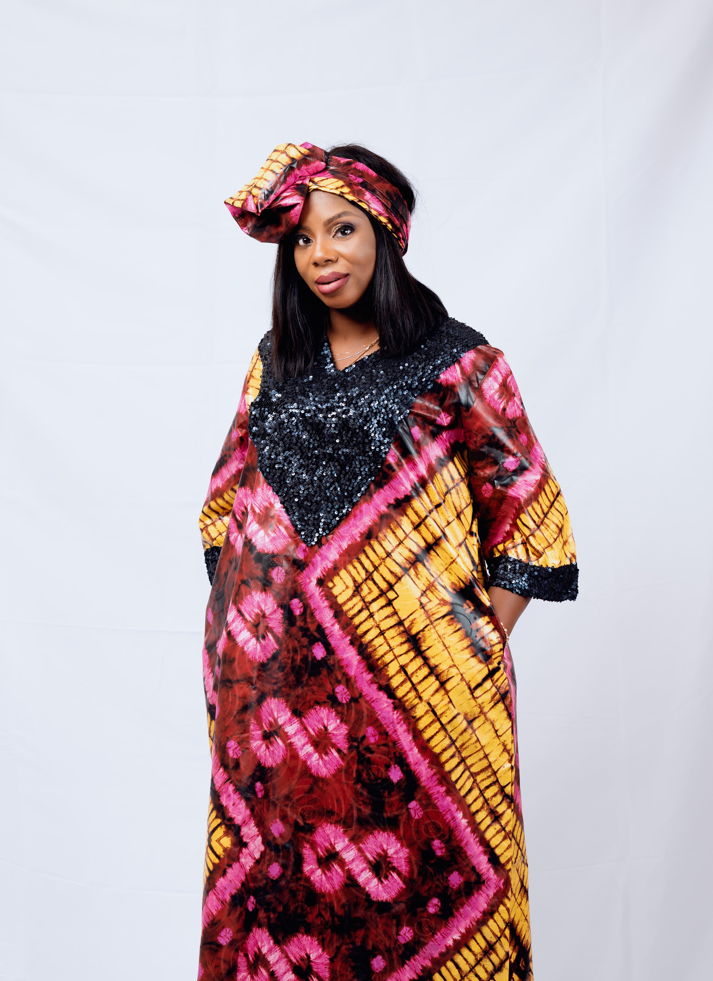Luxe African Pink Kaftan Boubou Dress