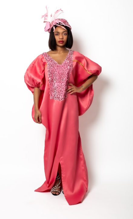 Pink Rich Auntie Kaftan Luxury Gown