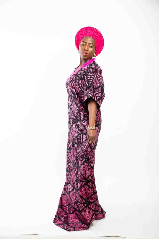 Pink and Black Web BouBou Kaftan Dress