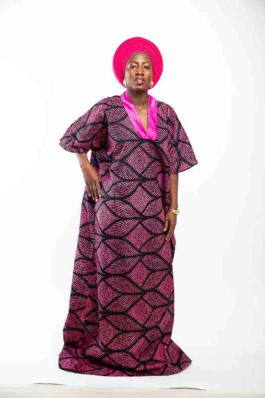 Pink and Black Web BouBou Kaftan Dress