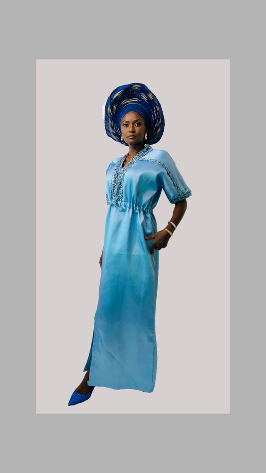 Radiant African Boubou Kaftan Dress - Mikado Silk Fabric