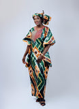Ladies Agbada Metallic Aso Oke V-Neckline and Cape Sleeve Ladies Agbada Metallic Aso Oke V-Neckline and Cape Sleeve