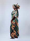 Ladies Agbada Metallic Aso Oke V-Neckline and Cape Sleeve Ladies Agbada Metallic Aso Oke V-Neckline and Cape Sleeve
