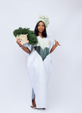 Exquisite African White Adire Boubou Dress Exquisite African White Adire Boubou Dress