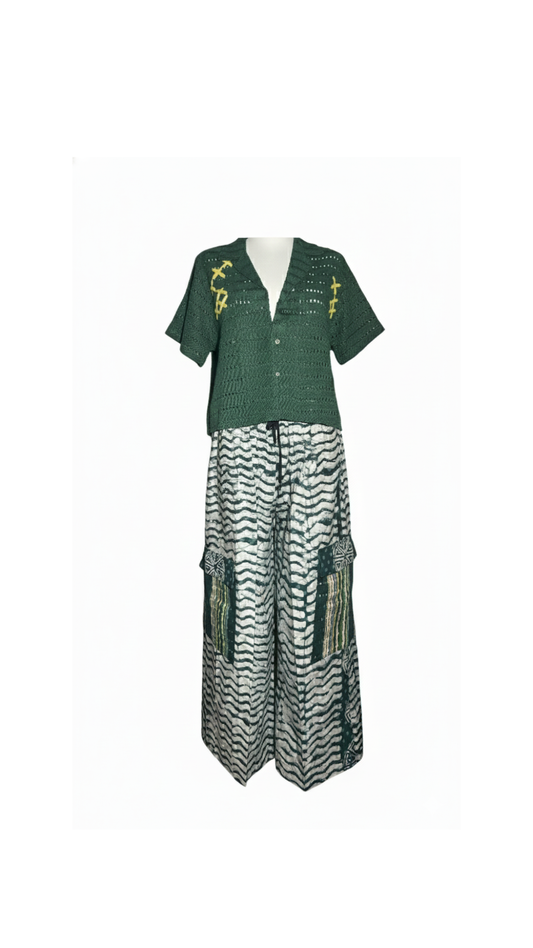 RG Adire Wideleg Pants Green Women