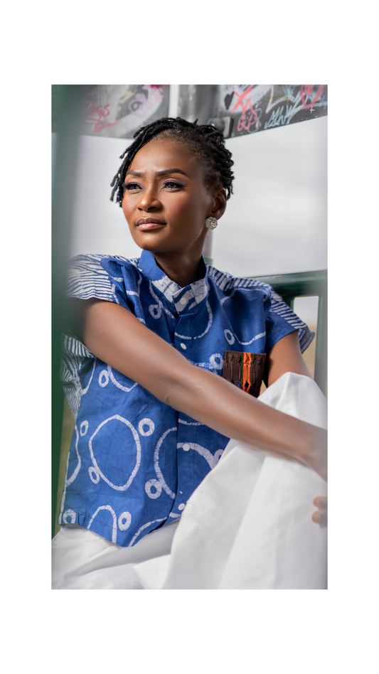 Balo Crop Shirt Stylish Ladies Top (Blue & White)