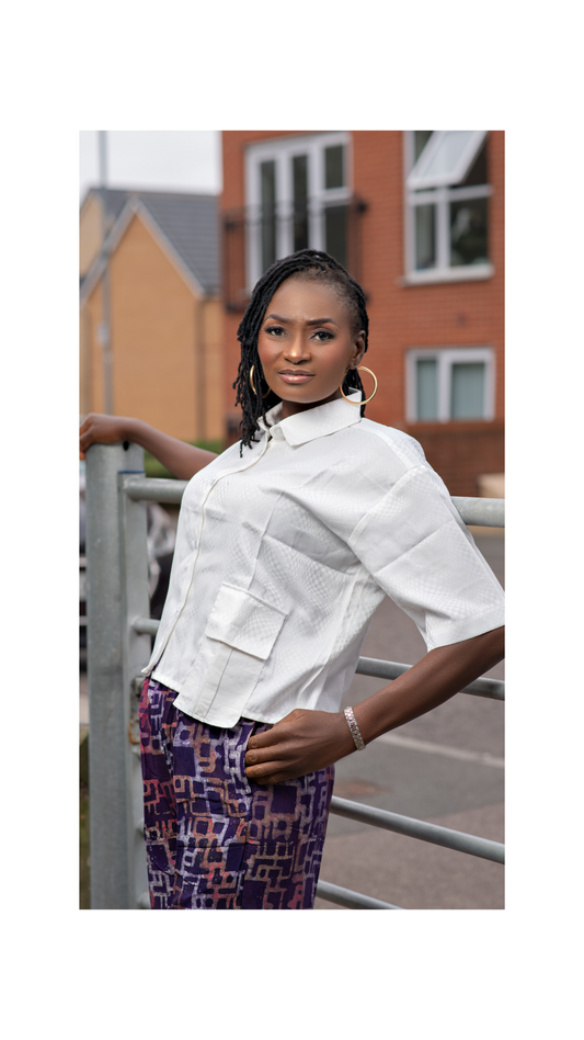 Balo Crop Shirt Stylish Ladies Top (Blue & White)