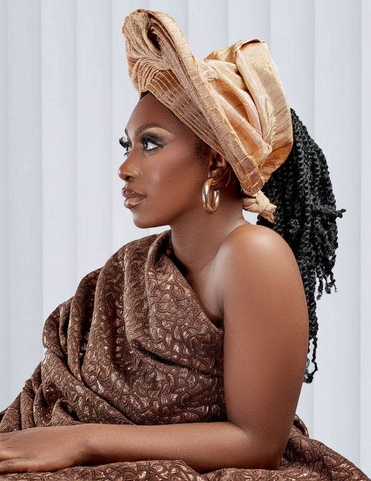 RG Asooke Fan Slide Gele Rose Female Gele