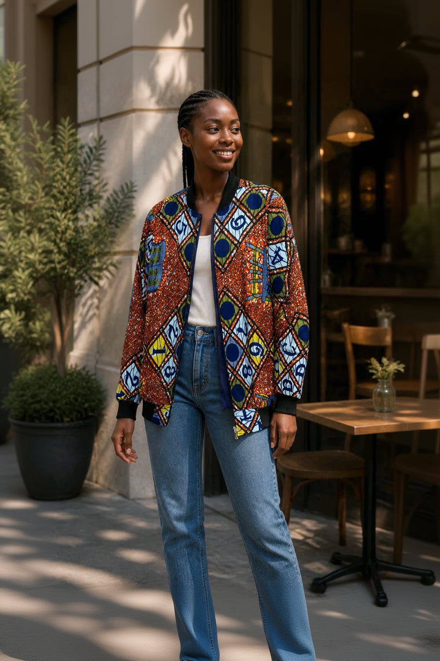 RG Numbers African Print Bumper Jacket