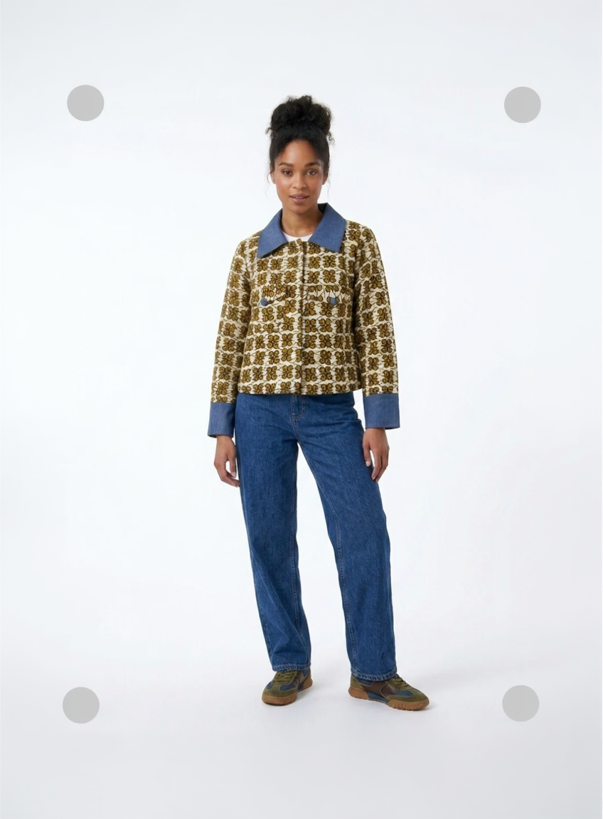 RG Symbol Mix Ankara Denim Jacket Women
