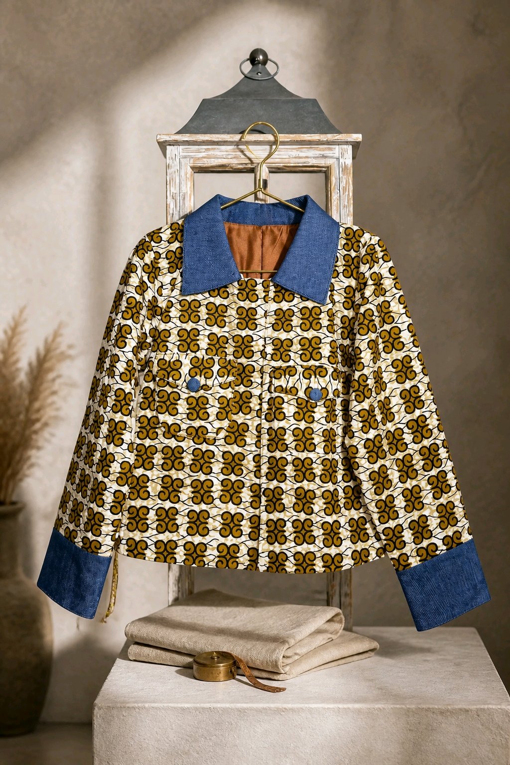 RG Symbol Mix Ankara Denim Jacket Women