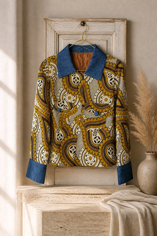 RG Ankara Mixed Denim Jacket Women