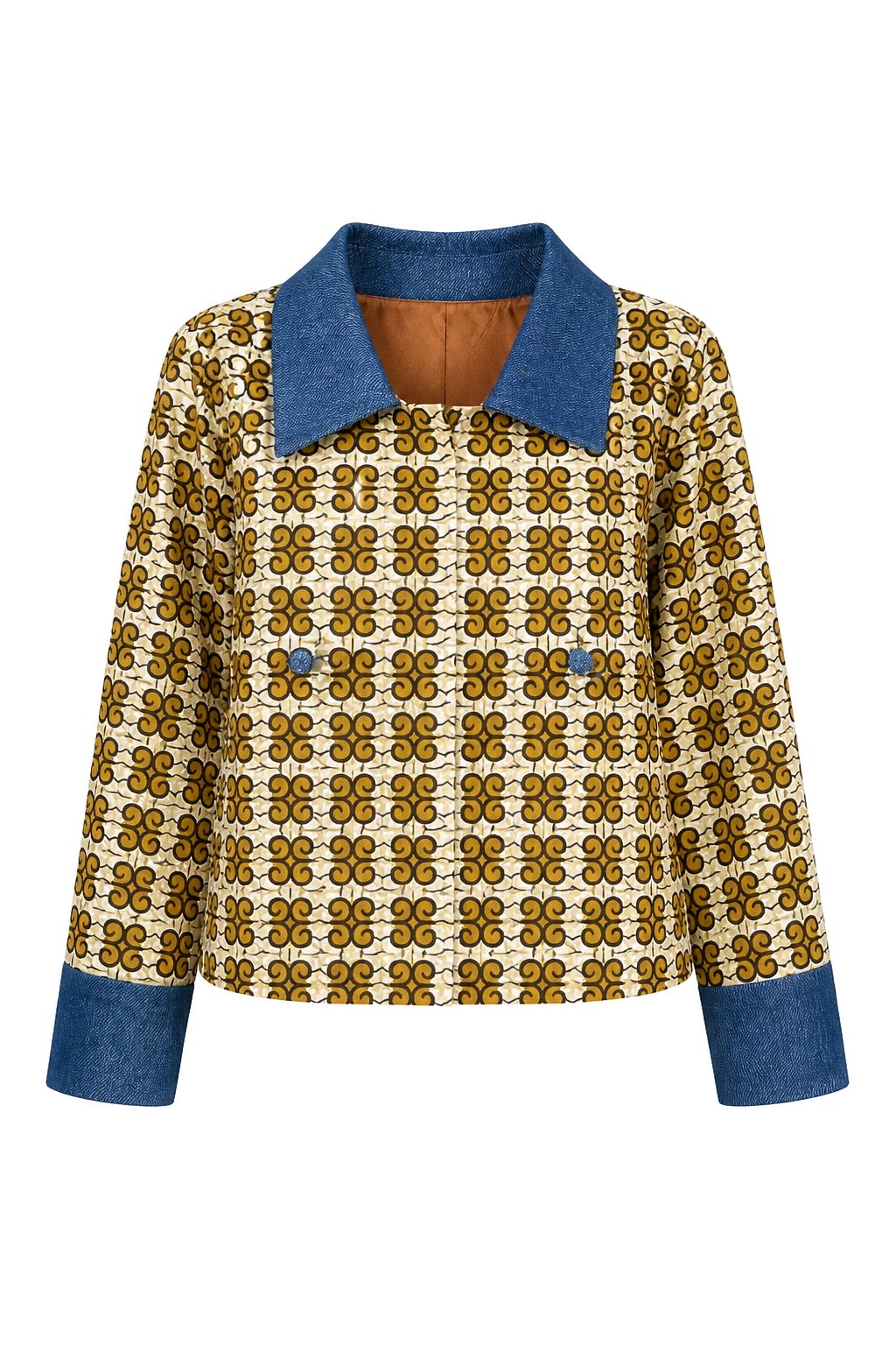 RG Symbol Mix Ankara Denim Jacket Women
