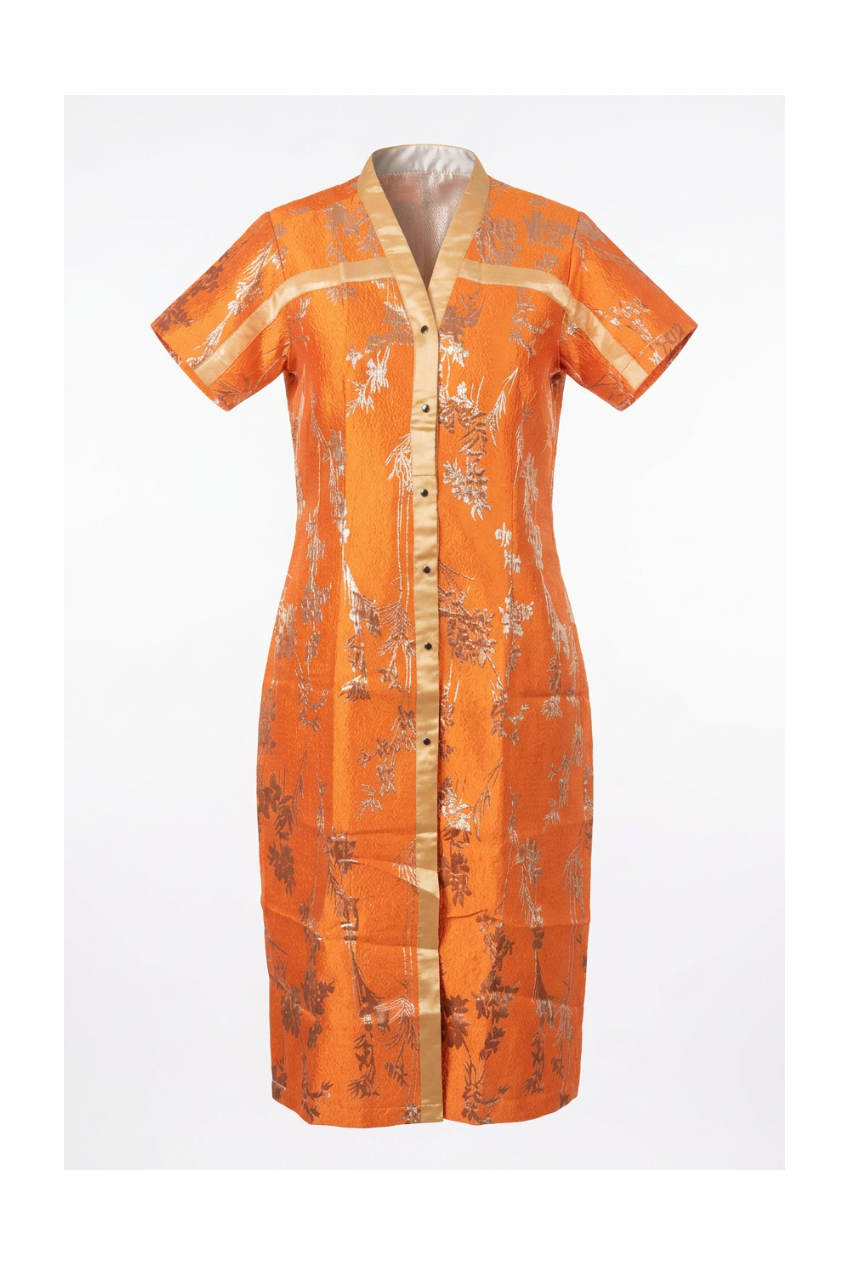 RG Metallic Floral Print Button-Front Kimono Dress | Luxury Kaftan