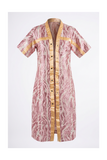 RG Metallic Floral Print Button-Front Kimono Dress | Luxury Kaftan