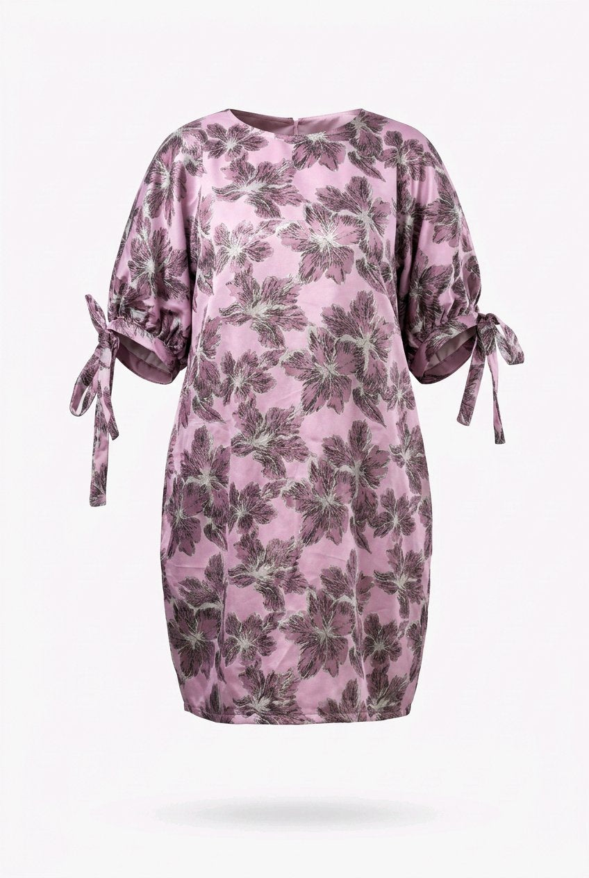 RG Metallic Floral Tie-Sleeve Open back Dress