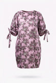 RG Metallic Floral Tie-Sleeve Open back Dress