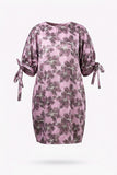 RG Metallic Floral Tie-Sleeve Open back Dress