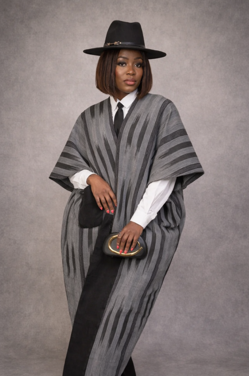 RG Asiko Asooke Dress and Hat – Grey Women’s