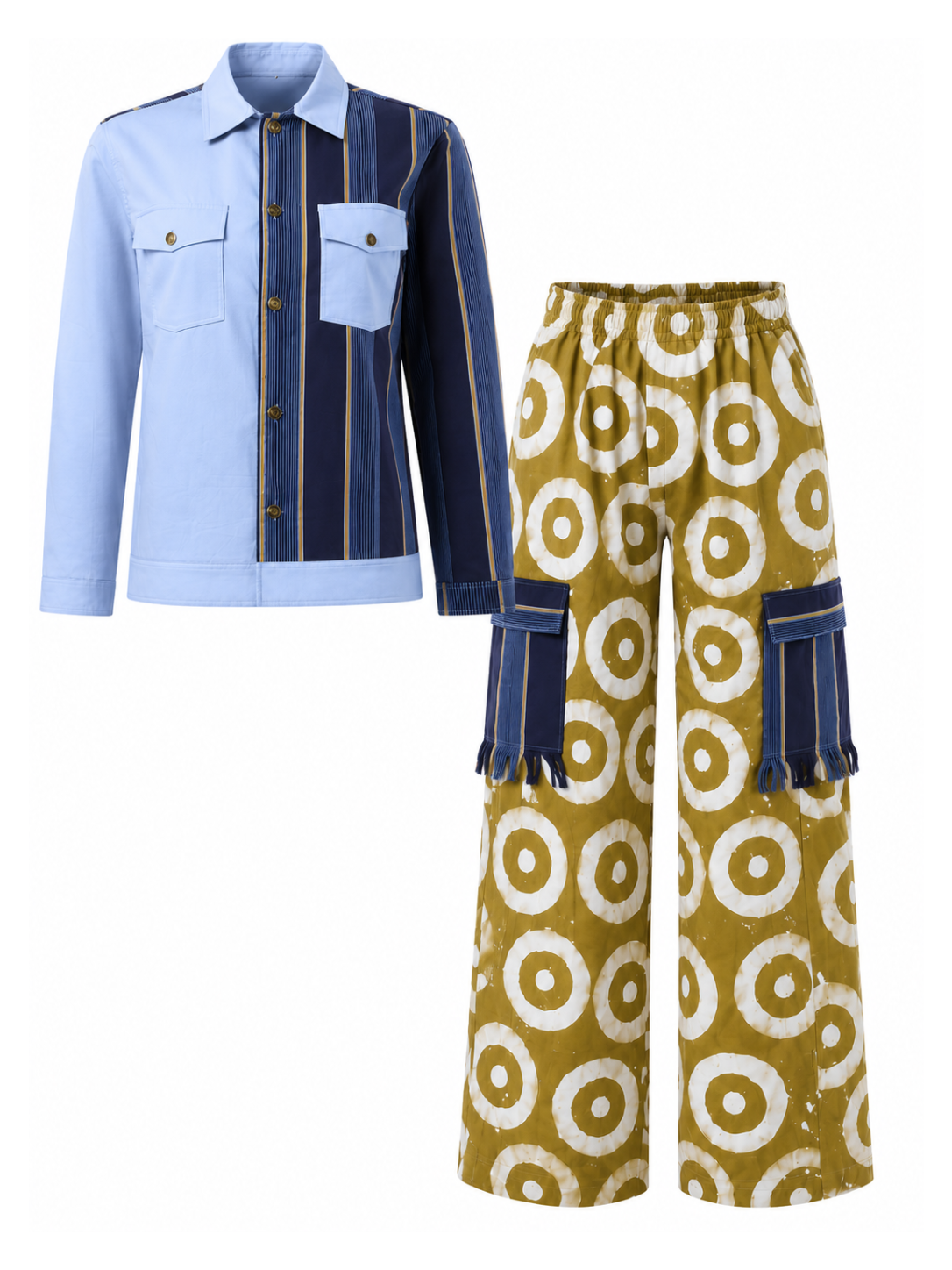 RG 2 Piece Asooke Block Jacket and Trouser Set – Brown Women