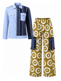 RG 2 Piece Asooke Block Jacket and Trouser Set – Brown Women
