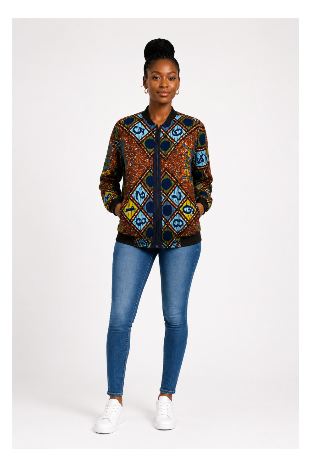 RG Numbers African Print Bumper Jacket