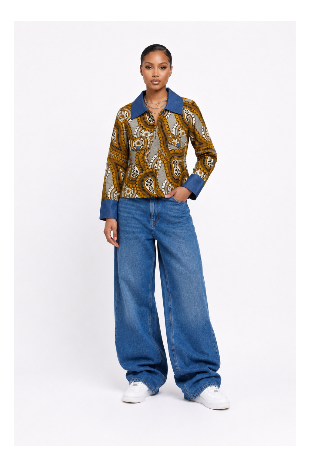 RG Ankara Mixed Denim Jacket Women