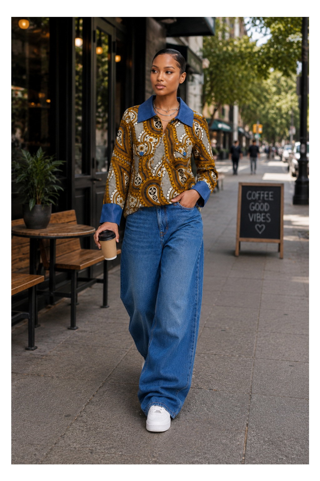 RG Ankara Mixed Denim Jacket Women