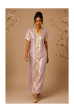 RG Metallic Floral Print Button-Front Kimono Dress | Luxury Kaftan