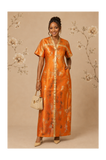 RG Metallic Floral Print Button-Front Kimono Dress | Luxury Kaftan