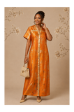 RG Metallic Floral Print Button-Front Kimono Dress | Luxury Kaftan