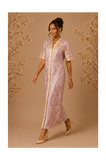 RG Metallic Floral Print Button-Front Kimono Dress | Luxury Kaftan
