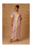 RG Metallic Floral Print Button-Front Kimono Dress | Luxury Kaftan
