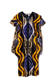 Adire Kaftan for parties with Scalloped batwing Boubou Dress