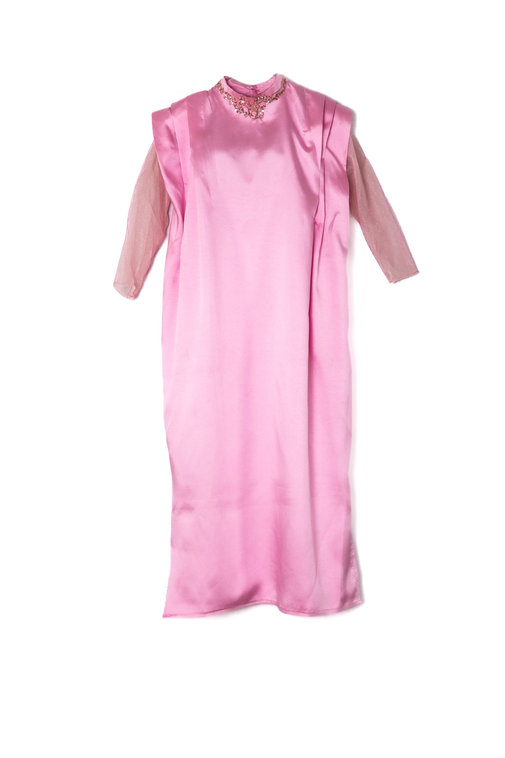 Pink African Boubou Kaftan Dress - Mikado Silk Fabric