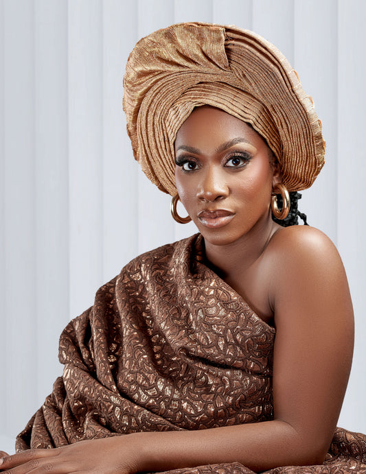 RG Asooke Fan Slide Gele Rose Female Gele