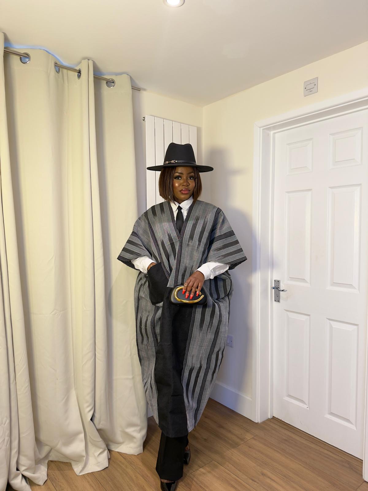 RG Asiko Asooke Dress and Hat – Grey Women’s