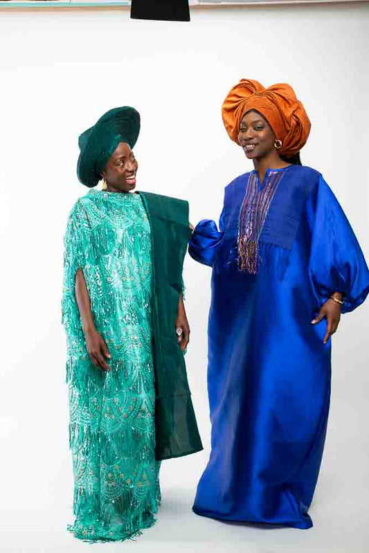 Timeless African Round Neck Boubou Kaftan Dress - Mikado Silk Fabric