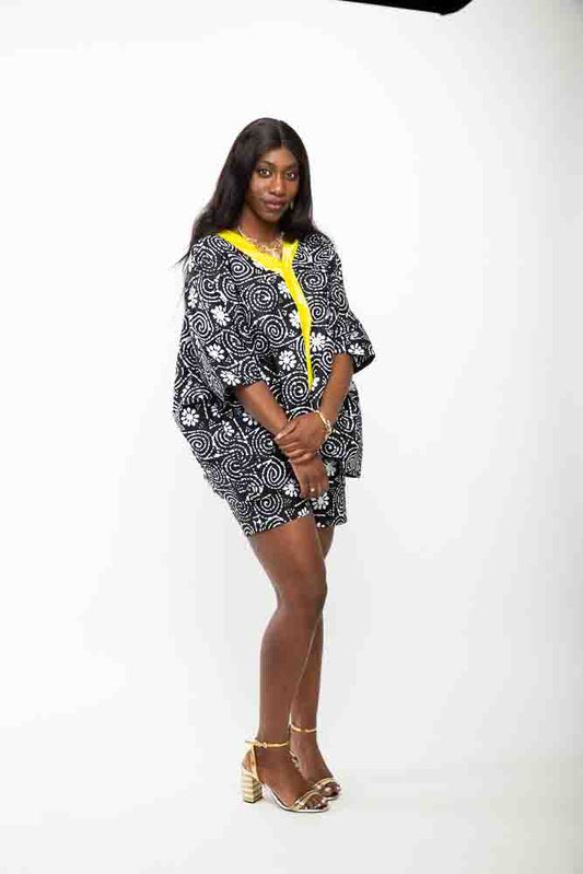 CY Ankara Style Two-Piece Shorts and Top Outfit for Ladies