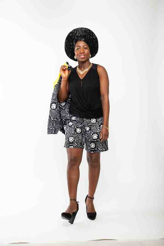 CY Ankara Style Two-Piece Shorts and Top Outfit for Ladies