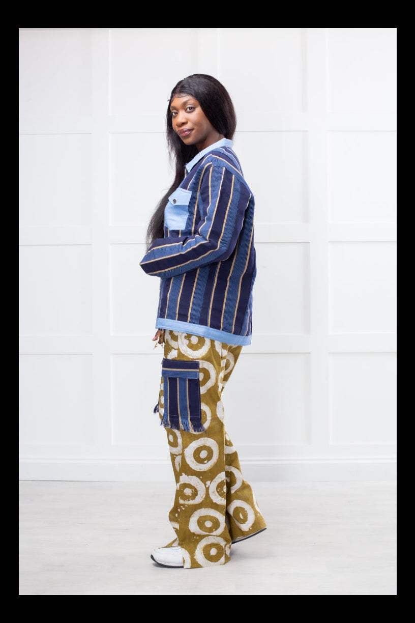 RG 2 Piece Asooke Block Jacket and Trouser Set – Brown Women