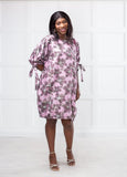 RG Metallic Floral Tie-Sleeve Open back Dress