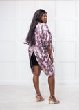 RG Metallic Floral Tie-Sleeve Open back Dress