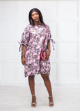 RG Metallic Floral Tie-Sleeve Open back Dress